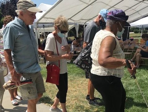 People walking outside