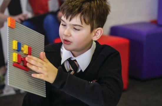 With printed letters, numbers, and symbols, the new LEGO Braille Bricks can be enjoyed by all. PHOTO COURTESY OF THE LEGO GROUP